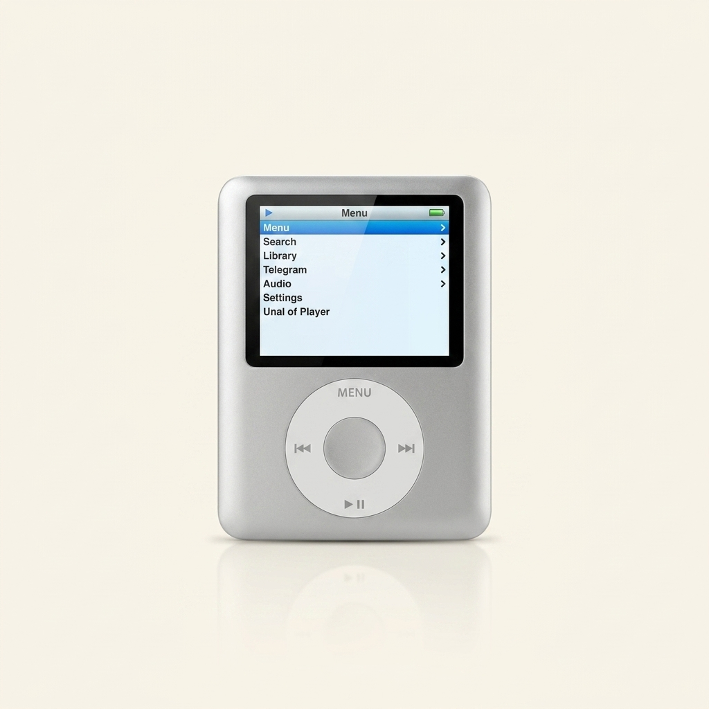 Silver MP3 Pod music player — studio product photo